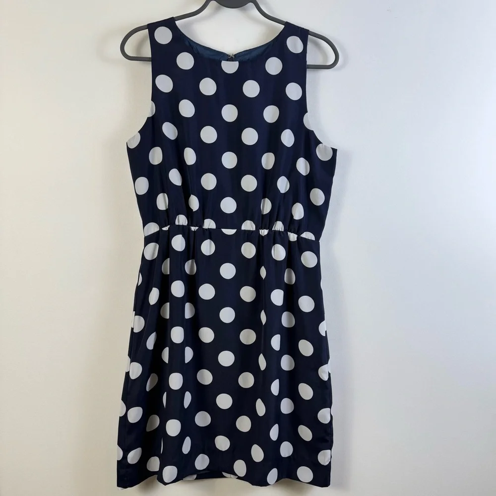 J.Crew Navy Polka Dot Sleeveless Dress Sz 6 Classic Fit & Flare Sundress Preppy